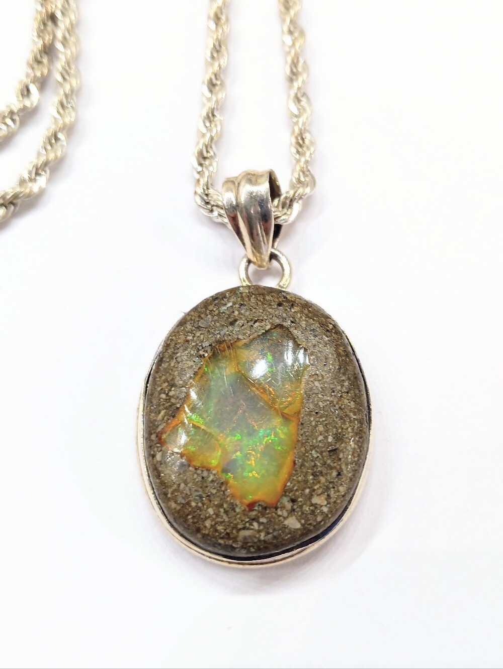 Faux Boulder Opal Pendant Necklace